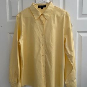 Nina McLemore Cotton No Iron Yellow Button Down Dress Shirt Size 14